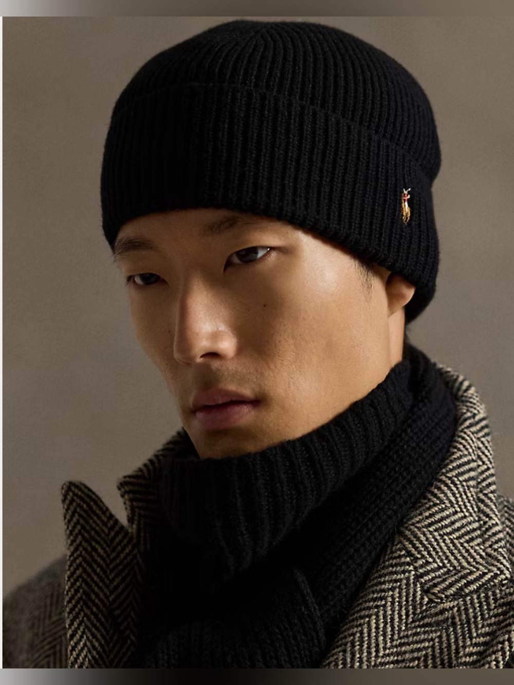 $98 Polo Ralph Lauren Men's Pony Cashmere Wool Blend Knit Beanie Hat Navy Blue